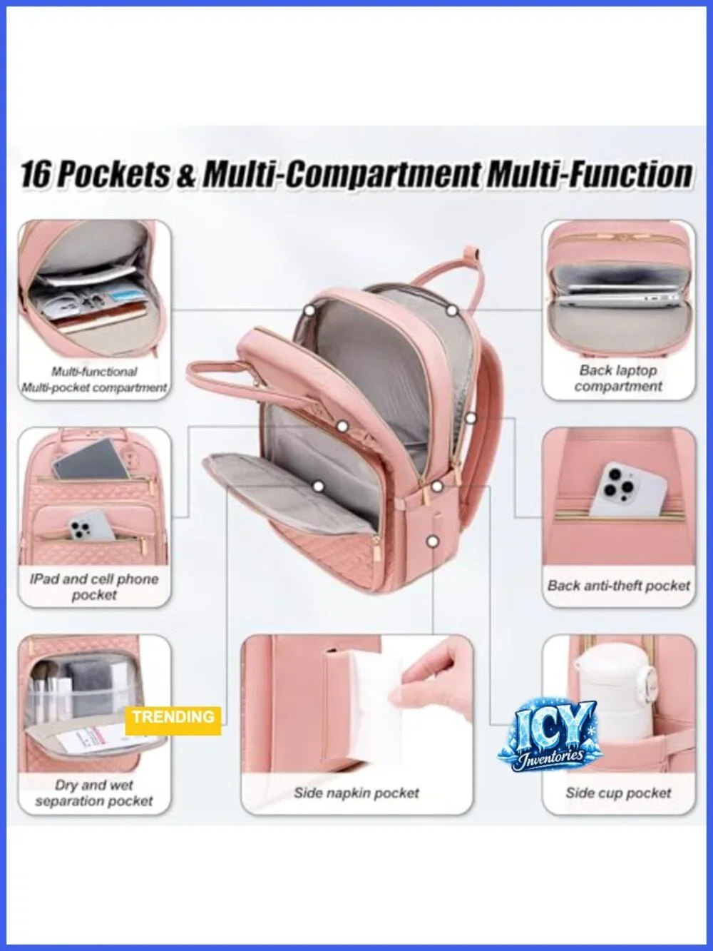 Water Resistant Laptop Backpack with Wallet Large Capacity Travel College